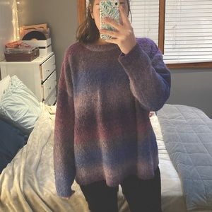 Multi-colored purple oversized sweater from Fashion Nova